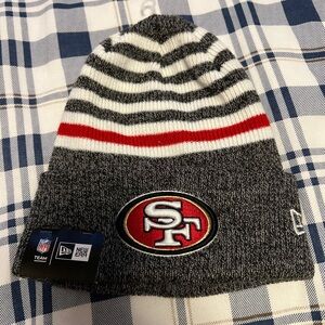 New Era Gray and Red Striped Beanie
